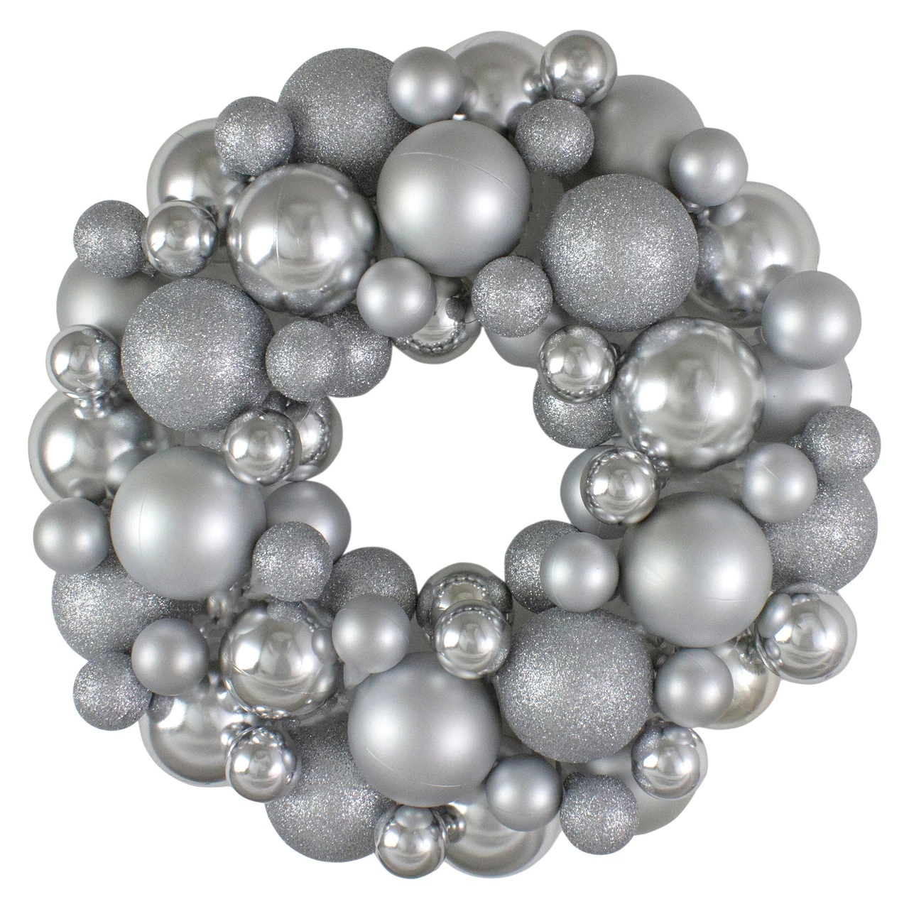 Silver Splendor 3-Finish Shatterproof Ball Christmas Wreath, 13-Inch 3 Silver Splendor 3-Finish Shatterproof Ball Christmas Wreath, 13-Inch