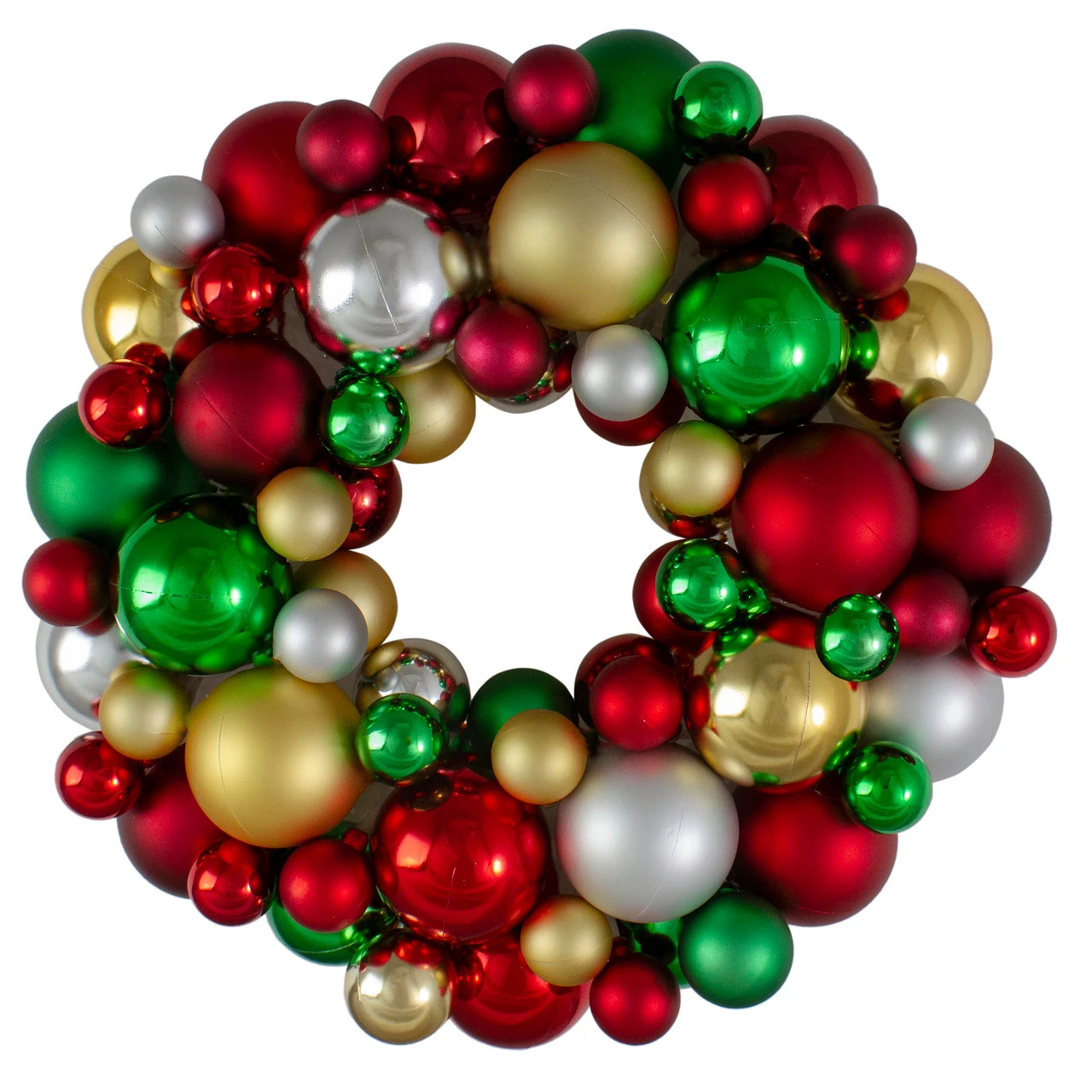 Traditional Colors 2-Finish Shatterproof Ball Christmas Wreath, 13-Inch 3 Traditional Colors 2-Finish Shatterproof Ball Christmas Wreath, 13-Inch