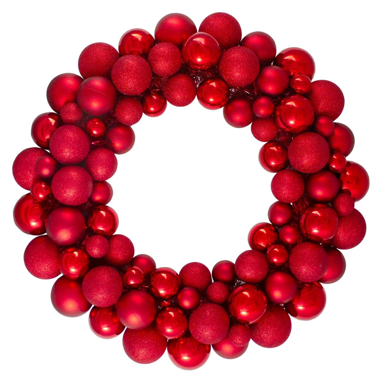 Red Hot 3-Finish Shatterproof Ball Christmas Wreath, 24-Inch 3 Red Hot 3-Finish Shatterproof Ball Christmas Wreath, 24-Inch