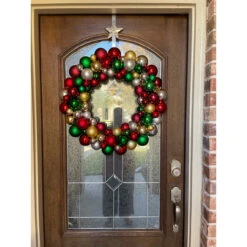 Traditional Colors 2-Finish Shatterproof Ball Christmas Wreath, 24-Inch -Optimal Christmas Shop northlight sm91059 cxpic 45966.1677518924