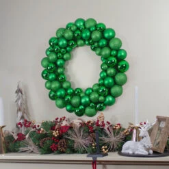 Green 3-Finish Shatterproof Ball Christmas Wreath - 24-Inch, Unlit -Optimal Christmas Shop northlight sm91060 5 12426.1667490825
