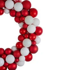 White And Red 3-Finish Shatterproof Ball Christmas Wreath - 24-Inch, Unlit -Optimal Christmas Shop northlight sm91061 1 27609.1667578481