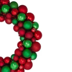 Red And Green 3-Finish Shatterproof Ball Christmas Wreath - 24-Inch, Unlit -Optimal Christmas Shop northlight sm91063 2updated 21628.1675793208