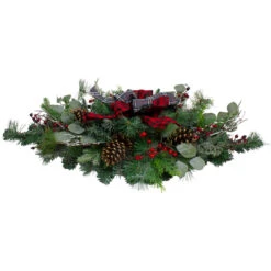 36" Dual Plaid Bows And Red Berries Artificial Christmas Swag - Unlit -Optimal Christmas Shop northlight sm91190 1 54419.1667530443