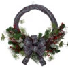 Gray And Red Plaid Artificial Christmas Wreath With Red Berries - 24-Inch, Unlit 2 Gray And Red Plaid Artificial Christmas Wreath With Red Berries - 24-Inch, Unlit -Optimal Christmas Shop northlight sm91200 79432.1667576325