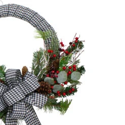 Black And White Houndstooth And Berry Artificial Christmas Wreath - 24-Inch, Unlit -Optimal Christmas Shop northlight sm91202 1 17766.1667576271