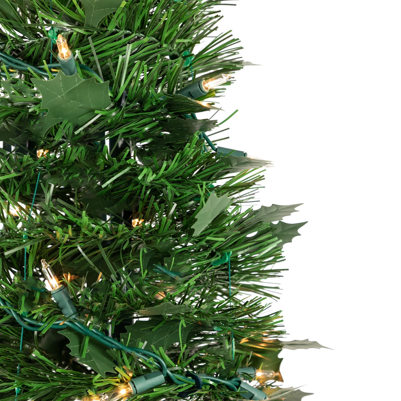 4' Pre-Lit Green Tinsel Pop-Up Artificial Christmas Tree, Clear Lights 5 4' Pre-Lit Green Tinsel Pop-Up Artificial Christmas Tree, Clear Lights - Image 3