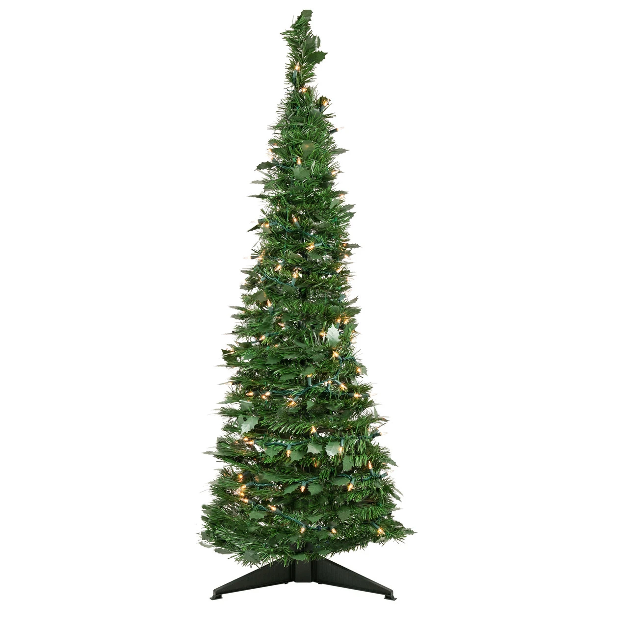 4' Pre-Lit Green Tinsel Pop-Up Artificial Christmas Tree, Clear Lights 3 4' Pre-Lit Green Tinsel Pop-Up Artificial Christmas Tree, Clear Lights