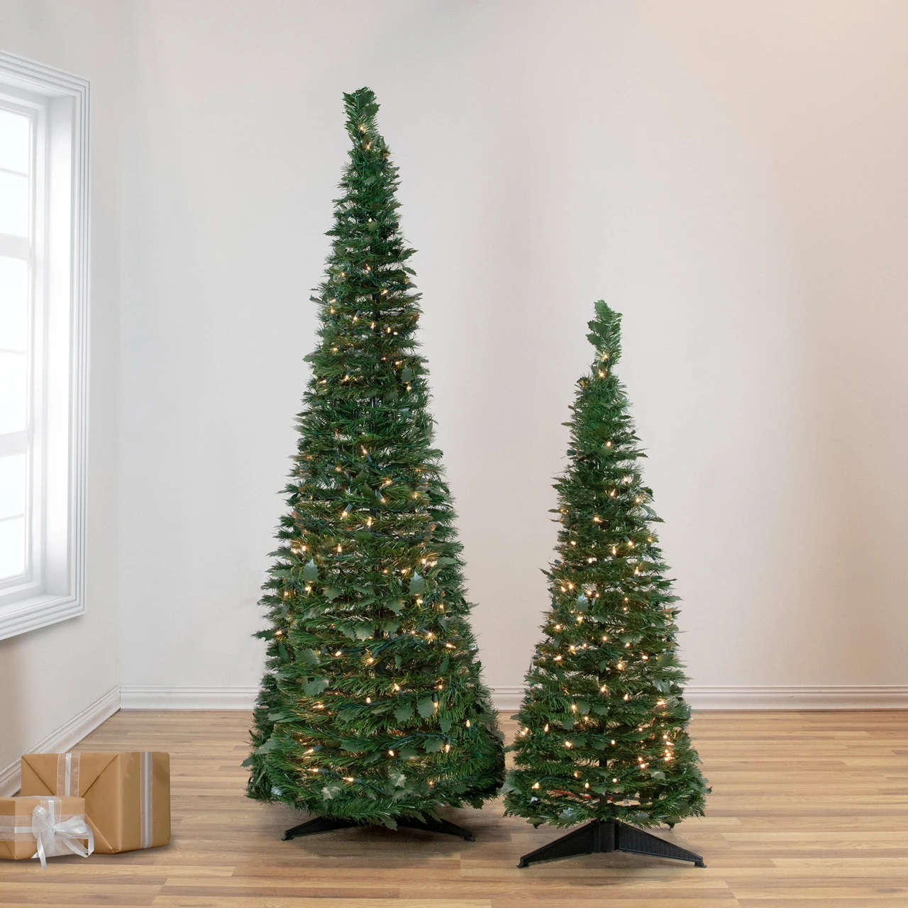 4' Pre-Lit Green Tinsel Pop-Up Artificial Christmas Tree, Clear Lights 4 4' Pre-Lit Green Tinsel Pop-Up Artificial Christmas Tree, Clear Lights - Image 2