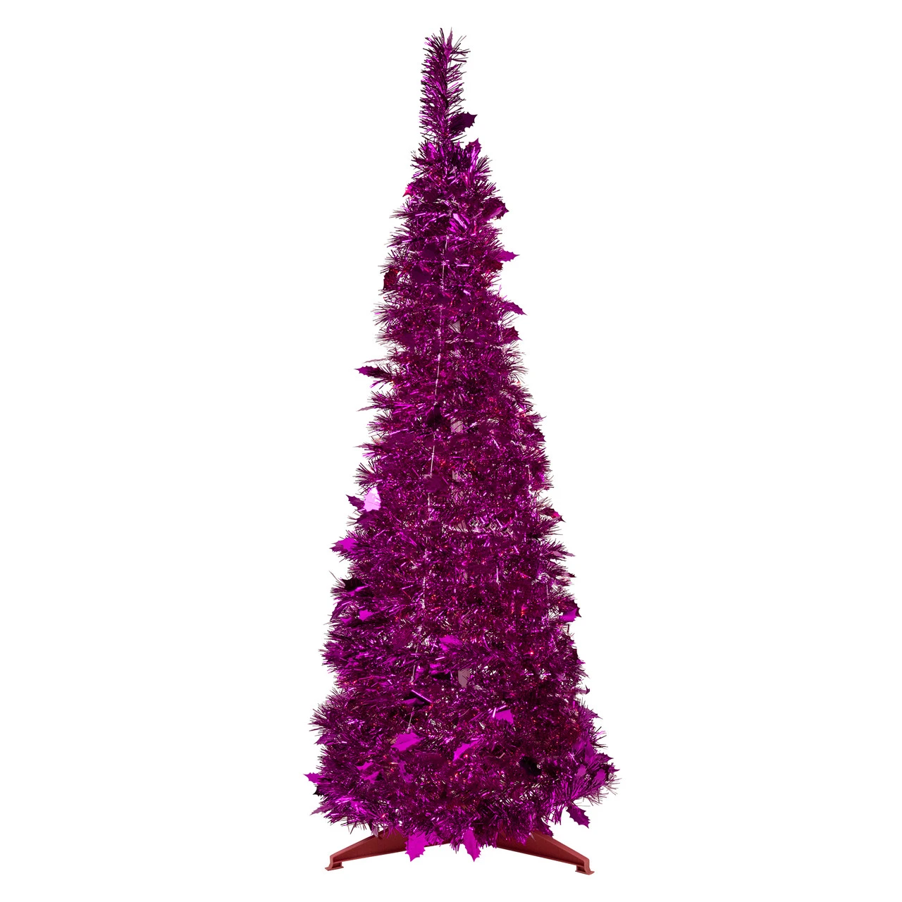 6' Pink Tinsel Pop-Up Artificial Christmas Tree, Unlit 3 6' Pink Tinsel Pop-Up Artificial Christmas Tree, Unlit