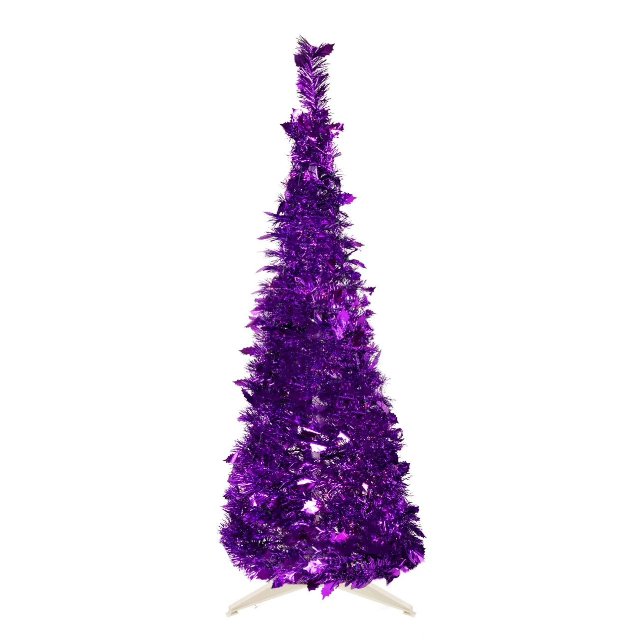 4' Purple Tinsel Pop-Up Artificial Christmas Tree, Unlit 3 4' Purple Tinsel Pop-Up Artificial Christmas Tree, Unlit