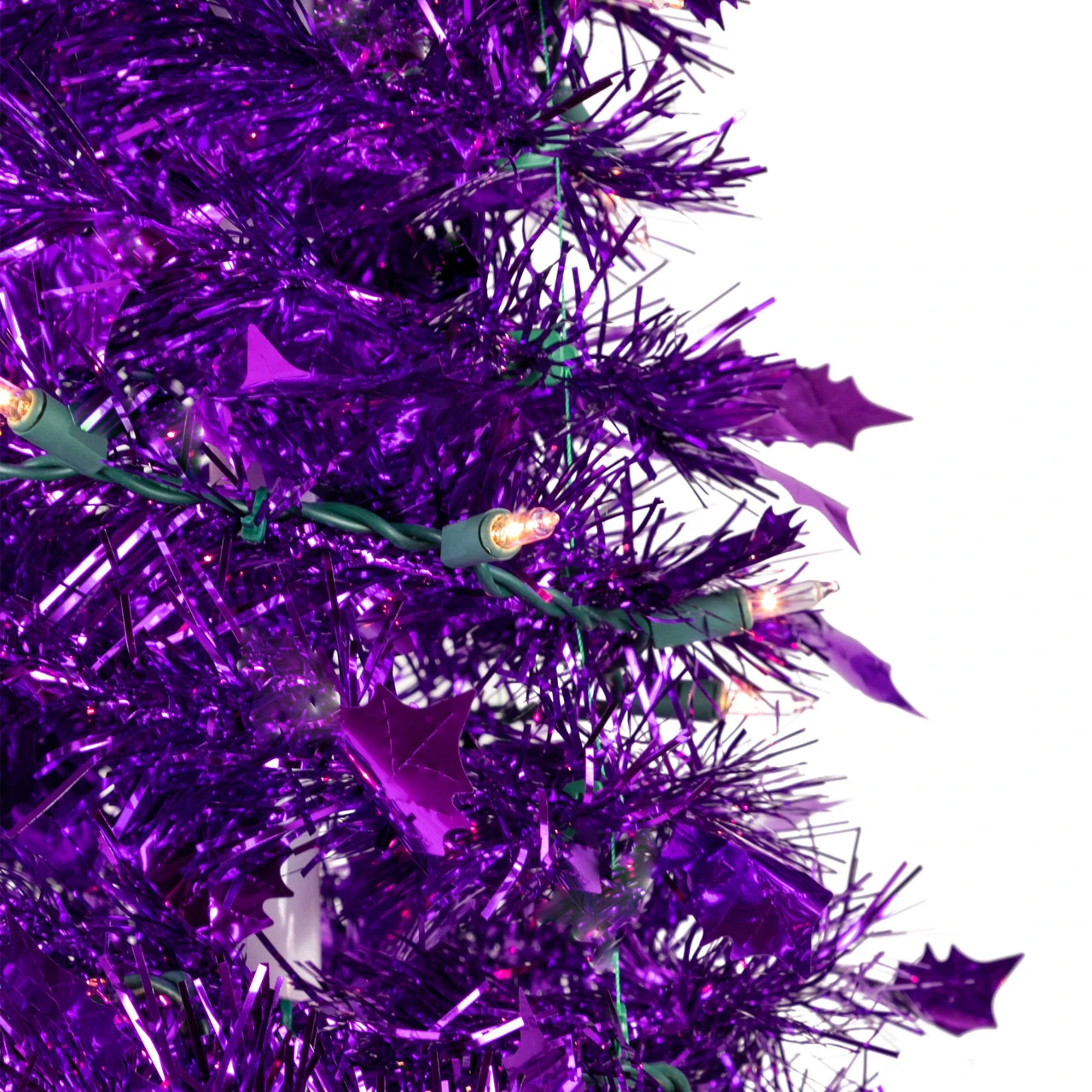 4' Pre-Lit Purple Tinsel Pop-Up Artificial Christmas Tree, Clear Lights 5 4' Pre-Lit Purple Tinsel Pop-Up Artificial Christmas Tree, Clear Lights - Image 3