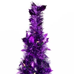 6' Pre-Lit Purple Tinsel Pop-Up Artificial Christmas Tree, Clear Lights -Optimal Christmas Shop northlight sm92152 3 21818.1667530305