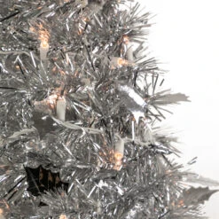 6' Pre-Lit Silver Tinsel Pop-Up Artificial Christmas Tree - Clear Lights -Optimal Christmas Shop northlight sm92156 2 94406.1667655552