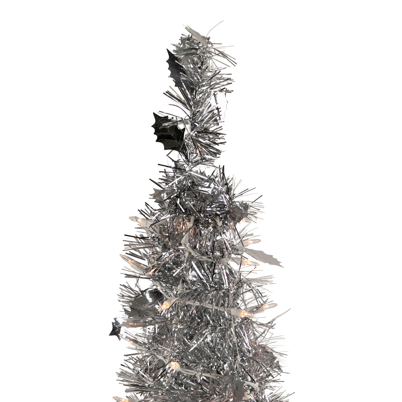 4' Pre-Lit Silver Tinsel Pop-Up Artificial Christmas Tree, Clear Lights 6 4' Pre-Lit Silver Tinsel Pop-Up Artificial Christmas Tree, Clear Lights - Image 4