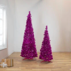 4' Pink Tinsel Pop-Up Artificial Christmas Tree, Unlit -Optimal Christmas Shop northlight sm92163 sm92149 11860.1667530288
