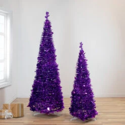 6' Purple Tinsel Pop-Up Artificial Christmas Tree, Unlit -Optimal Christmas Shop northlight sm92165 sm9215120copy 07894.1667531219