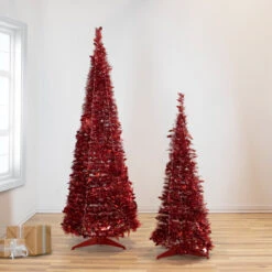 6' Red Tinsel Pop-Up Artificial Christmas Tree, Unlit -Optimal Christmas Shop northlight sm92167 sm9215320copy 69812.1667530305