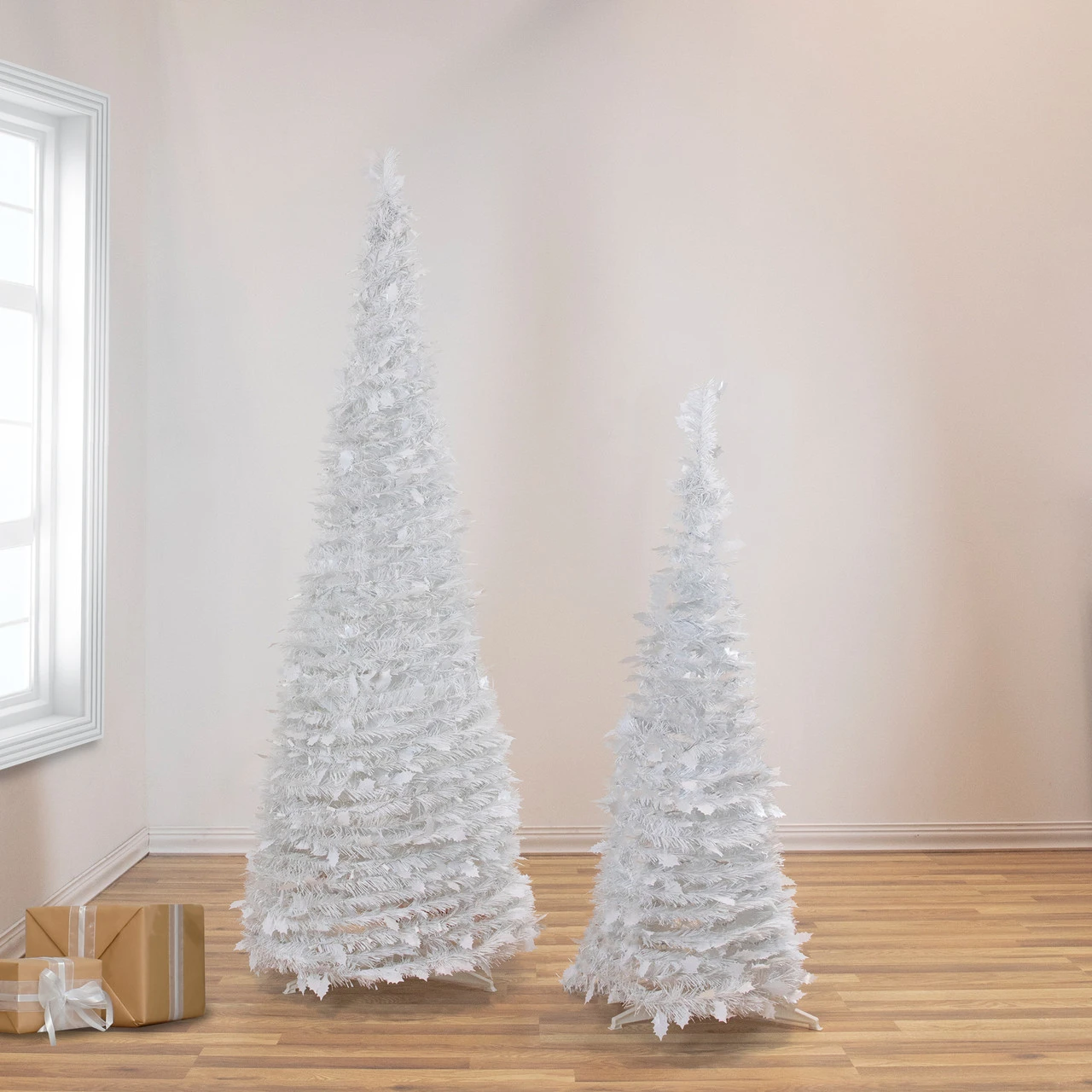 6' White Tinsel Pop-Up Artificial Christmas Tree, Unlit 4 6' White Tinsel Pop-Up Artificial Christmas Tree, Unlit - Image 2