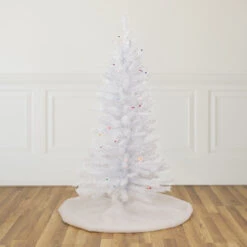 4' Pre-Lit Woodbury White Pine Slim Artificial Christmas Tree, Multi Lights -Optimal Christmas Shop northlight sm92879 style 13230.1667530141