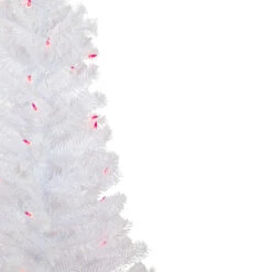4' Pre-Lit Woodbury White Pine Slim Artificial Christmas Tree, Pink Lights -Optimal Christmas Shop northlight sm92880 2 updated 57056.1667530144
