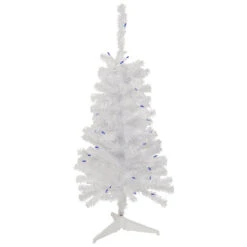 3' Pre-Lit Woodbury White Pine Slim Artificial Christmas Tree, Blue Lights