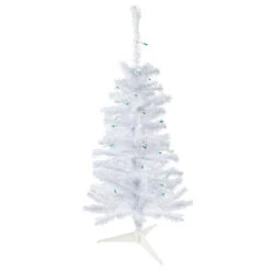 3' Pre-Lit Woodbury White Pine Slim Artificial Christmas Tree, Green Lights