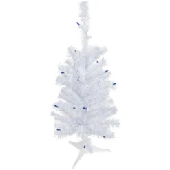 2' Pre-Lit Woodbury White Pine Slim Artificial Christmas Tree, Blue Lights