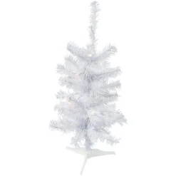 2' Pre-Lit Woodbury White Pine Slim Artificial Christmas Tree, Clear Lights