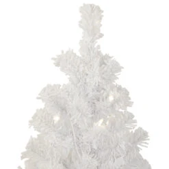 3.5' Pre-Lit Potted Flocked Winter Pine White Tinsel Artificial Christmas Tree, Clear Lights -Optimal Christmas Shop northlight sm92900 2 73776.1667535805