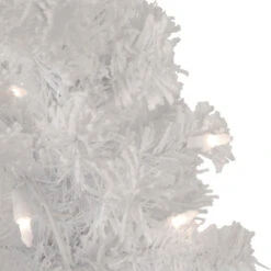 3.5' Pre-Lit Potted Flocked Winter Pine White Tinsel Artificial Christmas Tree, Clear Lights -Optimal Christmas Shop northlight sm92900 4 47708.1667535805
