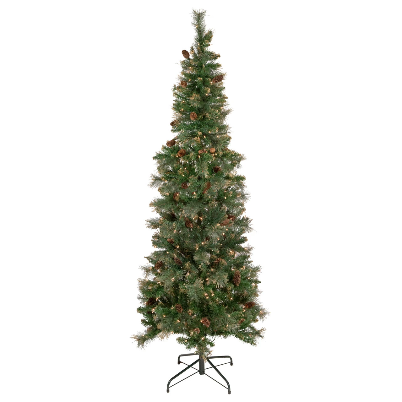 7' Pre-Lit Yorkshire Pine Pencil Artificial Christmas Tree, Clear Lights 3 7' Pre-Lit Yorkshire Pine Pencil Artificial Christmas Tree, Clear Lights