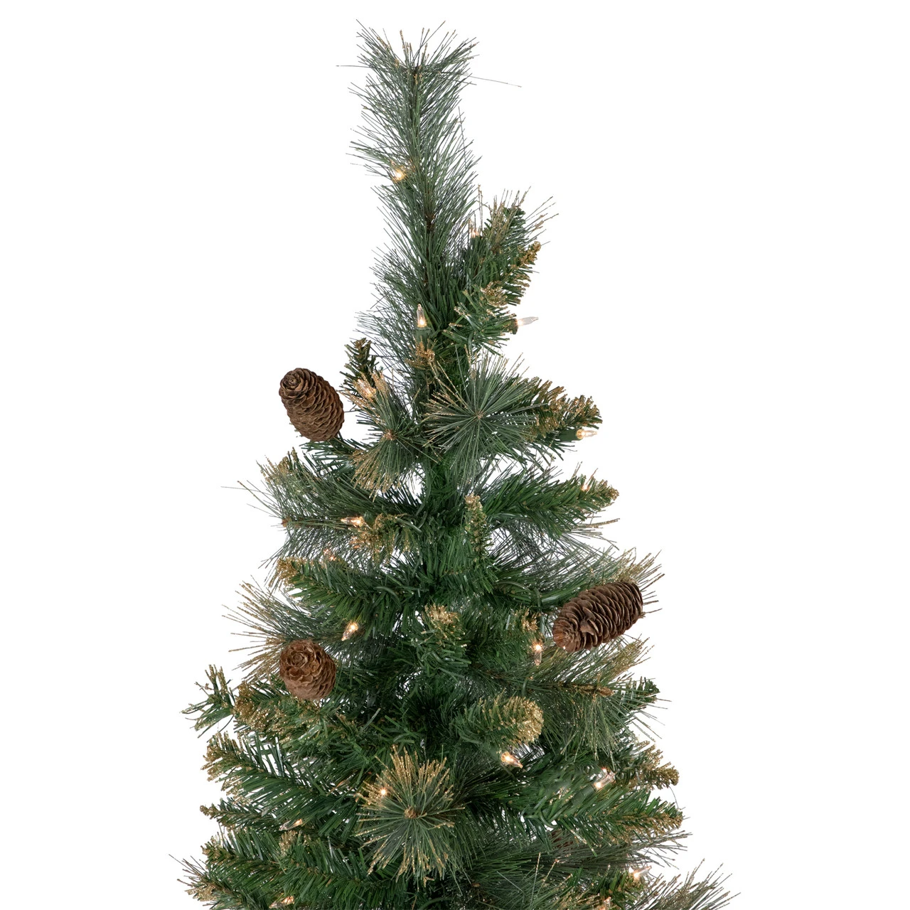 7' Pre-Lit Yorkshire Pine Pencil Artificial Christmas Tree, Clear Lights 7 7' Pre-Lit Yorkshire Pine Pencil Artificial Christmas Tree, Clear Lights - Image 5