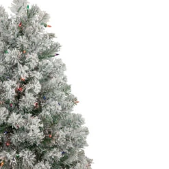 4.5' Pre-Lit Flocked Madison Pine Artificial Christmas Tree, Multi Lights -Optimal Christmas Shop northlight sm92930 2 91631.1667535814