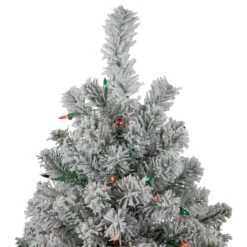 6.5' Pre-Lit Flocked Madison Pine Artificial Christmas Tree, Multi Lights -Optimal Christmas Shop northlight sm92930 3 25371.1667487926