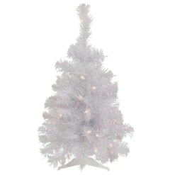 2' Pre-lit Rockport White Pine Artificial Christmas Tree, Clear Lights