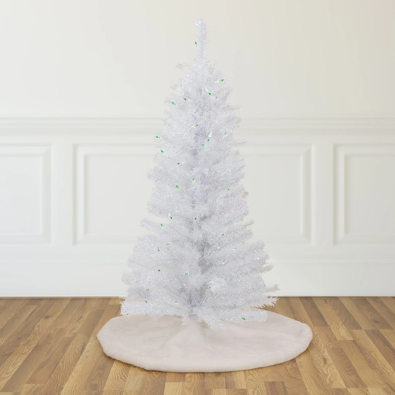 4' Pre-lit Rockport White Pine Artificial Christmas Tree, Green Lights 4 4' Pre-lit Rockport White Pine Artificial Christmas Tree, Green Lights - Image 2