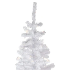 6.5' Pre-Lit Pencil White Georgian Pine Artificial Christmas Tree, Warm White LED Lights -Optimal Christmas Shop northlight sm92973 3 77702.1667530163
