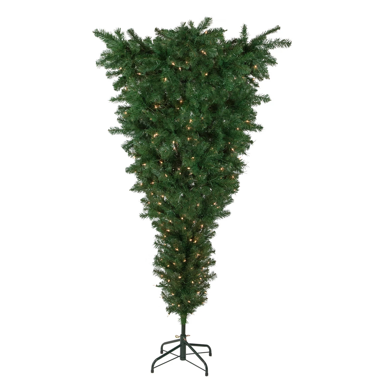 7.5' Pre-Lit Green Upside Down Spruce Artificial Christmas Tree, Clear Lights 3 7.5' Pre-Lit Green Upside Down Spruce Artificial Christmas Tree, Clear Lights