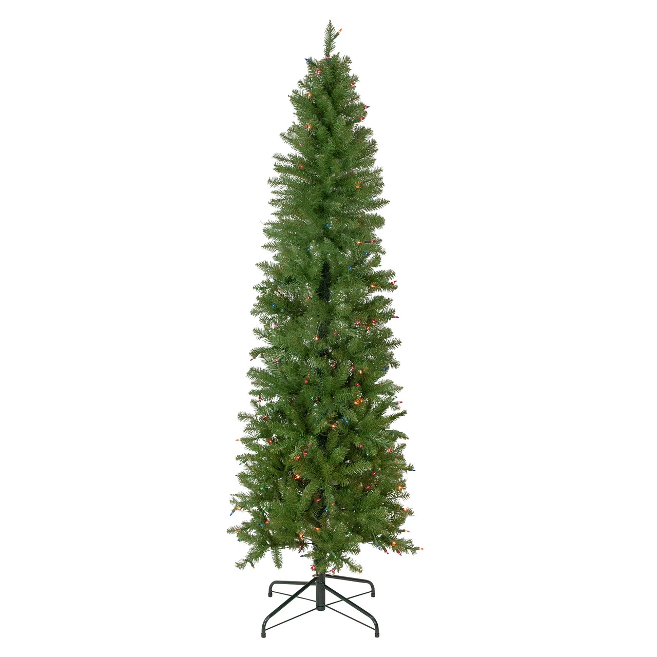 6.5' Pre-Lit Silver Lake Fir Pencil Artificial Christmas Tree, Multi Lights 3 6.5' Pre-Lit Silver Lake Fir Pencil Artificial Christmas Tree, Multi Lights