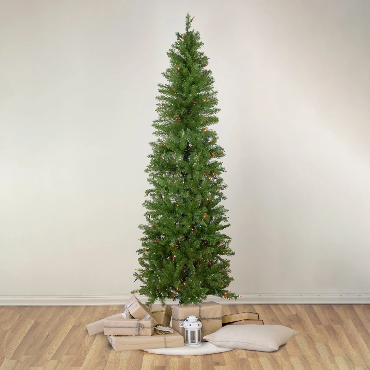 6.5' Pre-Lit Silver Lake Fir Pencil Artificial Christmas Tree, Multi Lights 4 6.5' Pre-Lit Silver Lake Fir Pencil Artificial Christmas Tree, Multi Lights - Image 2