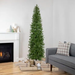 7.5' Silver Lake Fir Pencil Artificial Christmas Tree, Unlit 9 7.5' Silver Lake Fir Pencil Artificial Christmas Tree, Unlit -Optimal Christmas Shop northlight sm92989 style 97704.1667530132