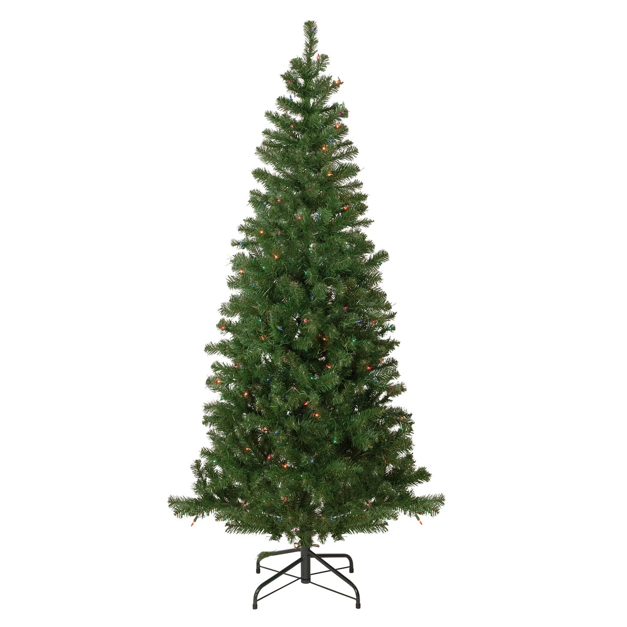 6' Pre-Lit Wilson Pine Slim Artificial Christmas Tree, Multi Lights 3 6' Pre-Lit Wilson Pine Slim Artificial Christmas Tree, Multi Lights