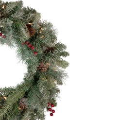 Pre-Lit Snowy Waterloo Pine Artificial Christmas Wreath - 24-Inch, Clear Lights -Optimal Christmas Shop northlight sm92999 updated 2 47242.1667530149