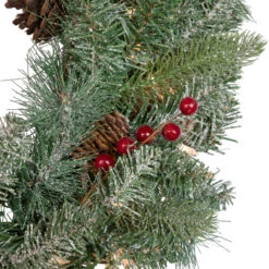 Pre-Lit Snowy Waterloo Pine Artificial Christmas Wreath - 24-Inch, Clear Lights -Optimal Christmas Shop northlight sm92999 updated 3 47309.1667530149