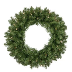 Pre-Lit Rockwood Pine Artificial Christmas Wreath - 24-Inch, Clear Lights