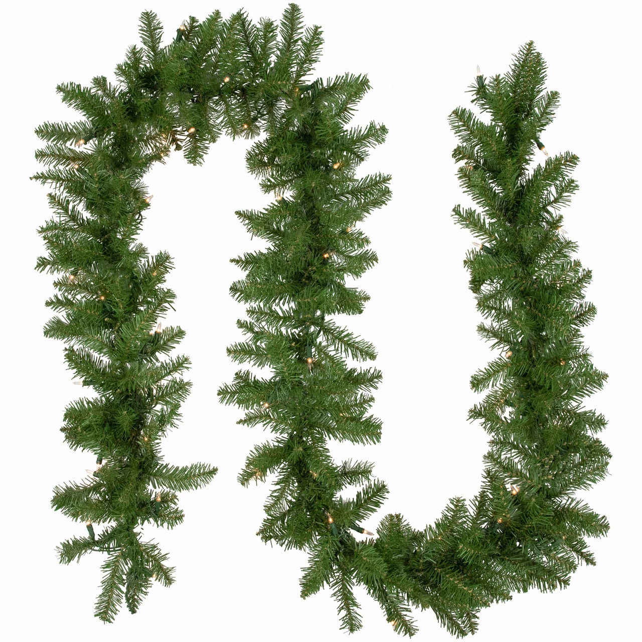 9' X 10" Pre-Lit Rockwood Pine Artificial Christmas Garland, Clear Lights 3 9' X 10" Pre-Lit Rockwood Pine Artificial Christmas Garland, Clear Lights