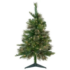 3' Pre-Lit Kingston Cashmere Pine Full Artificial Christmas Tree, Clear Lights