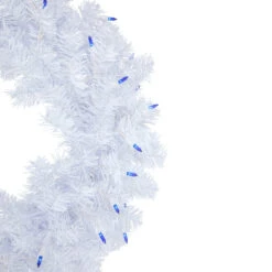 Pre-Lit Woodbury White Pine Artificial Christmas Wreath, 24-Inch, Blue Lights -Optimal Christmas Shop northlight sm93089 2 29878.1671629477