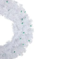 Pre-Lit Woodbury White Pine Artificial Christmas Wreath, 24-Inch, Green Lights -Optimal Christmas Shop northlight sm93090 2new 79172.1671631275